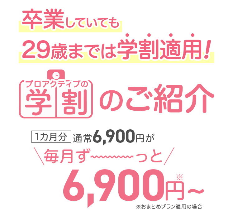 プロアクティブの学割は毎月ずーっと3,980円